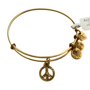 Alex and Ani NWT Gold Peace Symbol Bangle